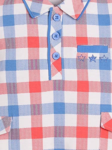 Image of BABY GO Baby Boys & Baby Girls Cotton Romper | Half Sleeve Polo Collar Jumpsuit | Newborn Infant Summer Outfit with Button Closure | Soft Breathable Playsuit | Stylish Print One Piece Dress