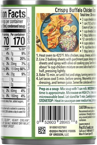 Image of Pacific Foods, Soup Condensed Cream Of Celery Organic, 10.5 Ounce (Pack of 2)