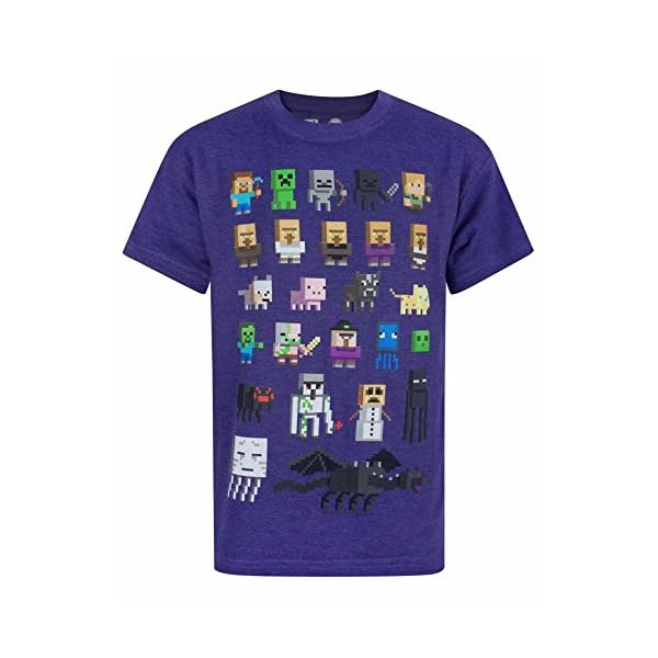 Minecraft T-Shirt Sprites Characters Gamer Gifts Boys Black Short Sleeve Top - Image 3