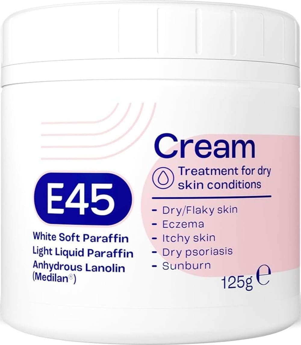 E45 Cream 125g Moisturiser for Dry & Sensitive Skin, Perfume Free
