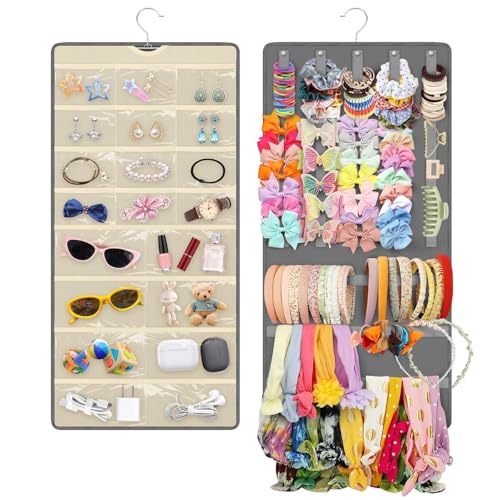 EEEKit Organizador de Joyas Colgante de Doble Cara para Accesorios de Pelo Niña, Porta Horquillas y Pinzas para Colgar en Armario, Puerta EEEKit Organizador de Joyas Colgante de Doble Cara para Accesorios de Pelo Niña, Porta Horquillas y Pinzas para Colgar en Armario, Puerta