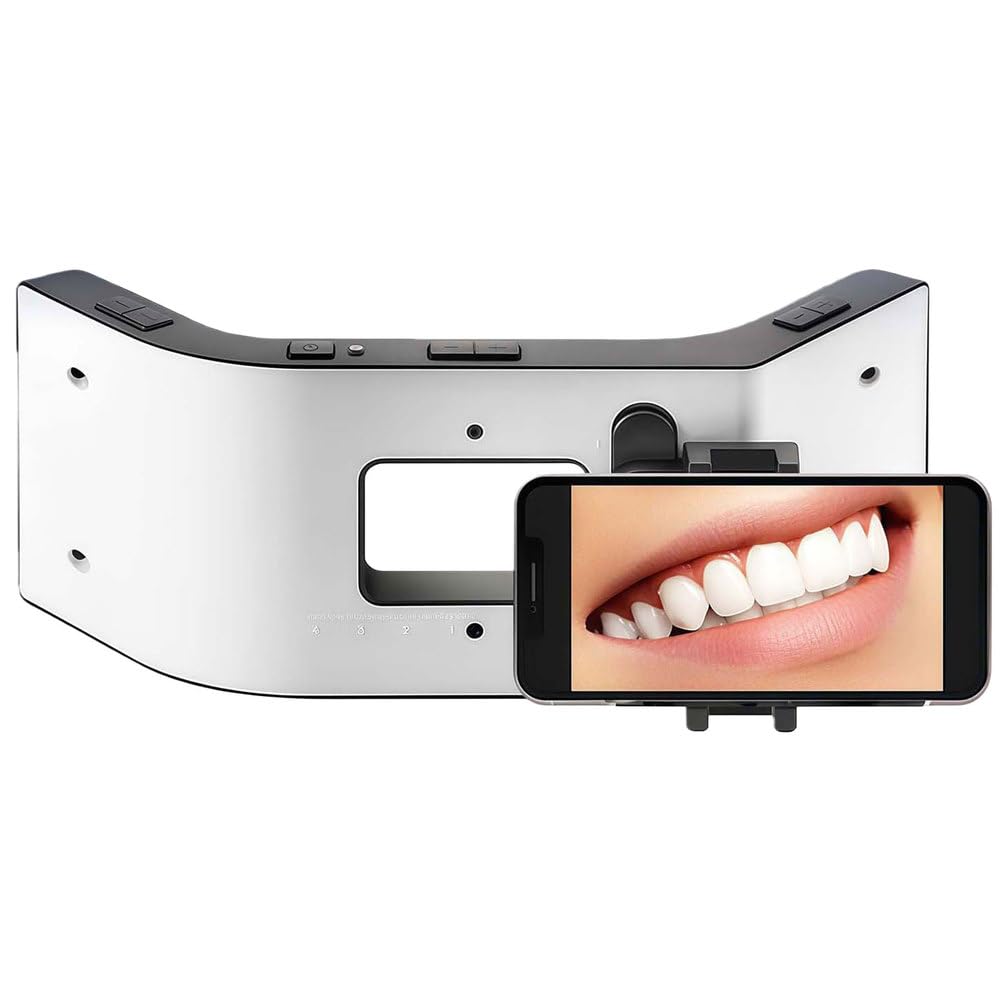 Luz de fotografía dental, luz LED de relleno oral con 20 cuentas de lámpara y diseño de iluminación envolvente 3D, soporte móvil para salón en casa y fotografía macro