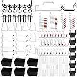 Pegboard Hooks Assortment with Metal Pegboard Hooks, Plastic Bins, Peg Locks, for Organizing Tools...
