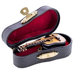 Broadway Gift Co. Miniature Steel String Guitar with Pick Guard 3 Inch Resin Fashion Lapel Brooch Pin with Red Velvet Lined Instrument Case - Les Beatles, Paul McCartney, John Lennon, RIngo Starr, George Harrison