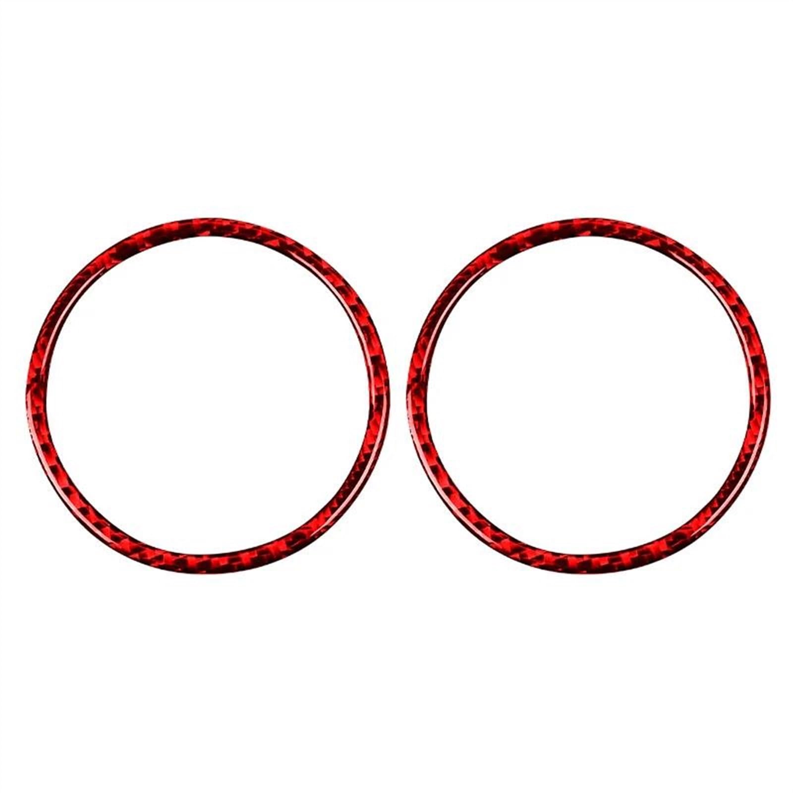 Car Carbon Fiber Door Audio Speaker Decoration Frame Stickers Cover for Ford for Mustang GT 2015-2021 Anti-dust(Rosso)