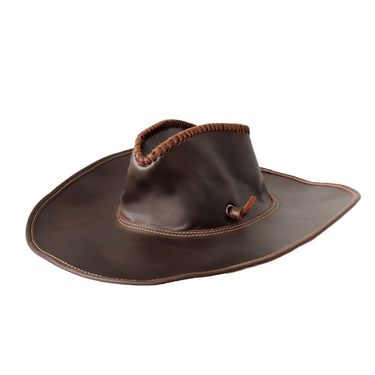ab-ot010 Cowboy Hat, Genuine Leather, Ten Gallon Hat, Men's Leather, Cowhide Leather, Brown