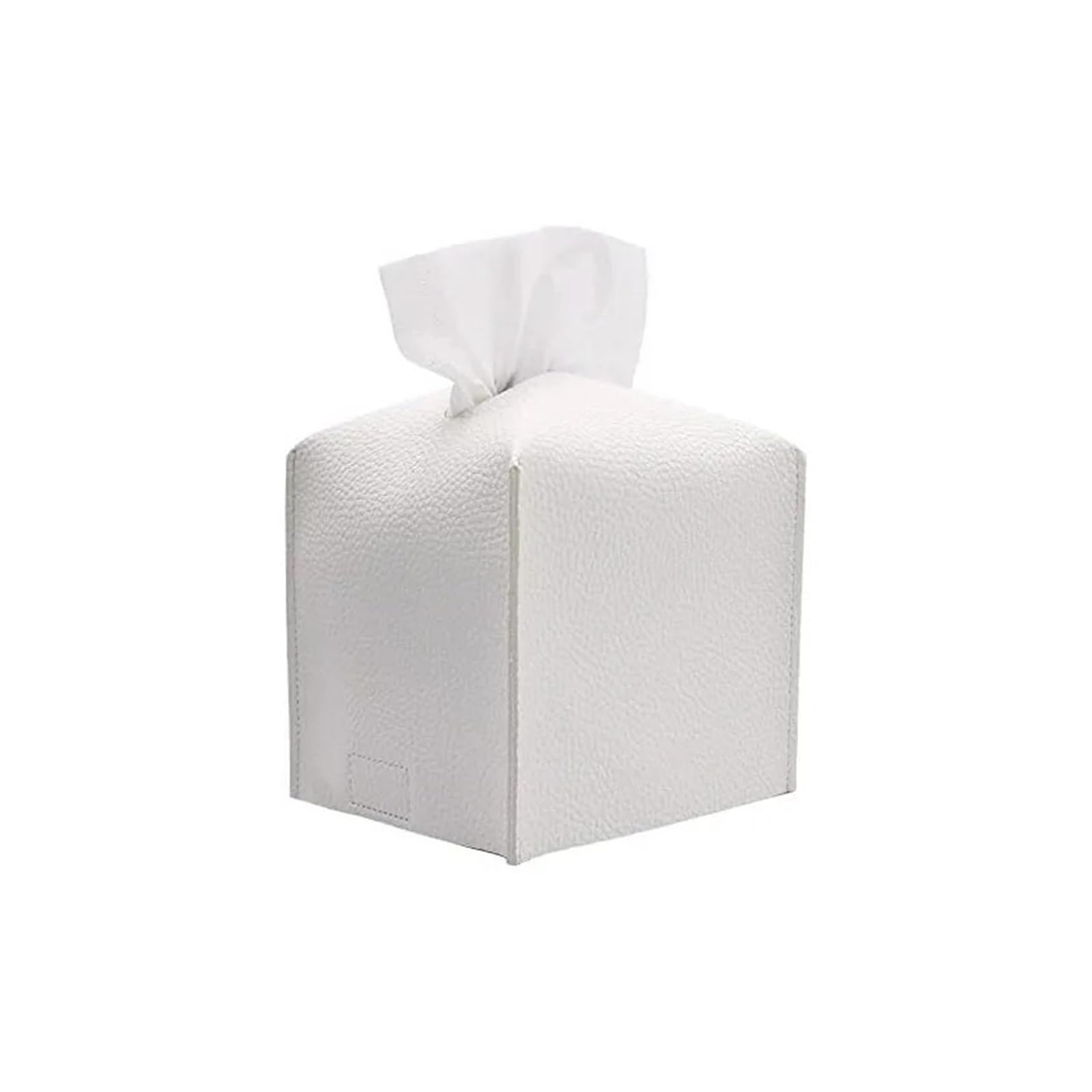 Leather Tissue Box Cover Tissue Box Cover Square Decorative PU Leather Holder Modern Case Facial Paper Organizer Dispenser For Bathroom Countertop(White A)