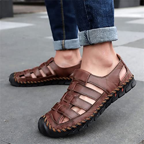 Shoes Men Genuine Leather Men's Sandals Beach Flat Leisure Sandals Outdoor Casual Shoe(40)4