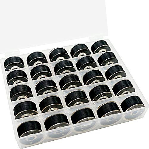 Image of New brothread 25pcs Size A SA156 Prewound Bobbin Thread -Black | 70D /2(60 Weight), Polyester Thread Sewing Thread, Plastic Sided, Used for Embroidery and Sewing Machine