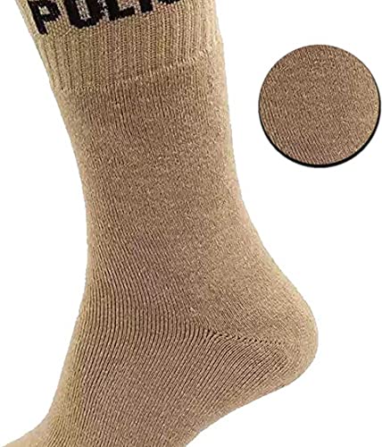 Image of MJE Men's Women's Khaki Cotton Police Socks Mid Calf Length Free Size Pack of 6 Pair