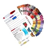 Healifty Punch Needle Embroidery Kit Magic Embroidery Pen Punch Needle Set with Threads Embroidery Tools 136pcs