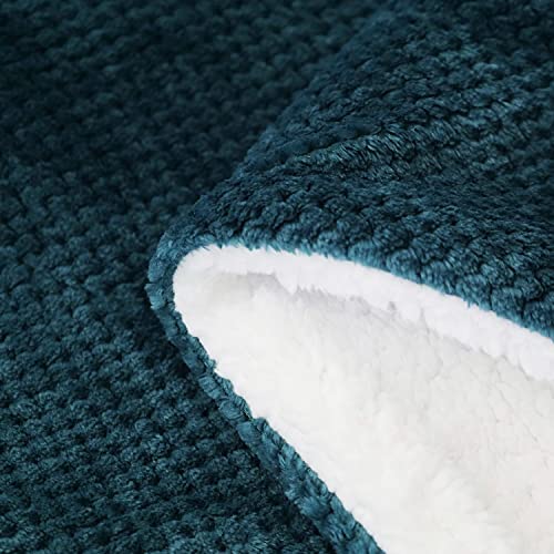 Sochow Waffle Sherpa Fleece Throw Blanket, Super Soft Fuzzy Warm, Lightweight Fluffy Reversible Plush Blanket For Bed Sofa Couch, 50 X 60 Inches Blue Coral #TOP4