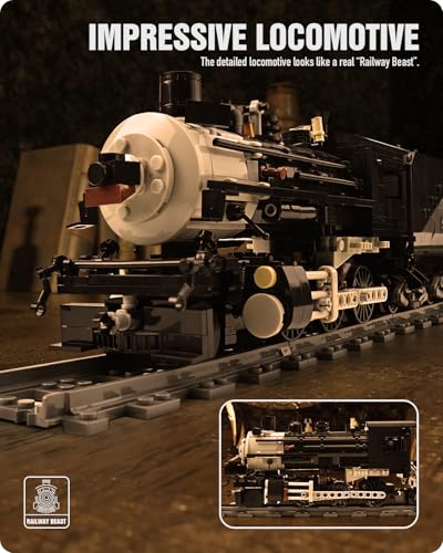 Nifeliz CN5700 Steam Train Building Kit and Engineering Toy, Collectible Steam Locomotive Display Set, 1:38 Scale Model Train Building Kit with Train Tracks, Top Present for Train Lovers (1136 PCS)