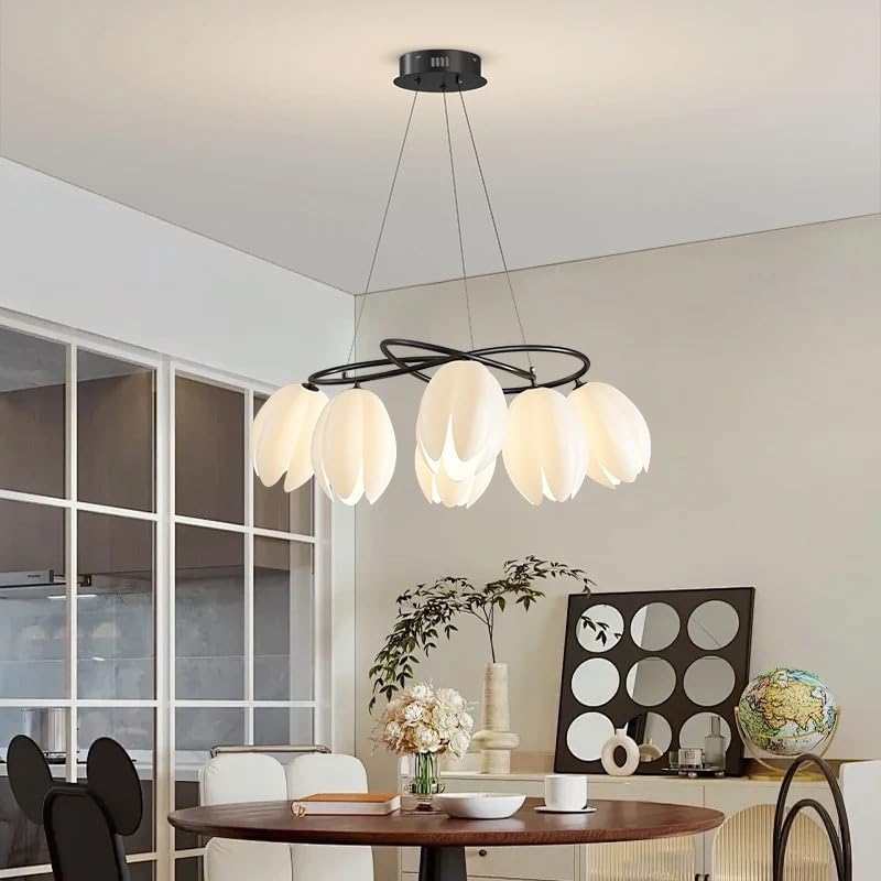 Lustre de style crème française, luminaire suspendu magnolia pour salon