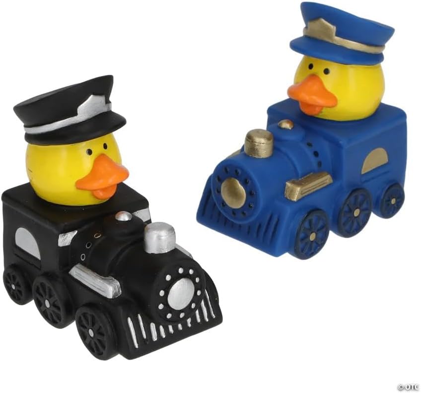 Fun Express 2 1/4" Train-Shaped Conductor Rubber Ducks – 12 Pieces