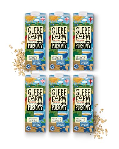 Glebe Farm PureOaty Creamy & Enriched Barista-Style Oat Milk - Gluten-Free & Vegan Coffee Creamer - High Protein with Calcium & Vitamin B12 - Dairy Free - 6-Pack x 1-Litre