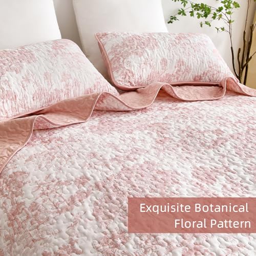 Colcha botanical queen rosa de microfibra ligera Wongs Bedding 6