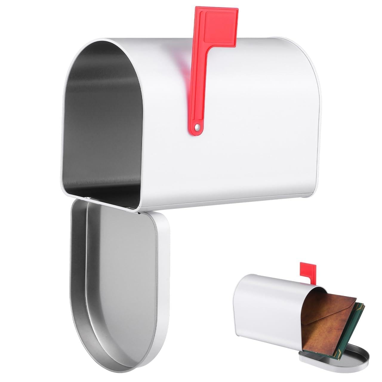Gadpiparty Briefkasten Kinder Klein für Spielhaus Outdoor Metall Postfach Spielzeug aus Weissblech Mini Postbox Spielzeugbox für Kinderzimmer Garten Weiss 15.6 x 9.4 x 11.2cm