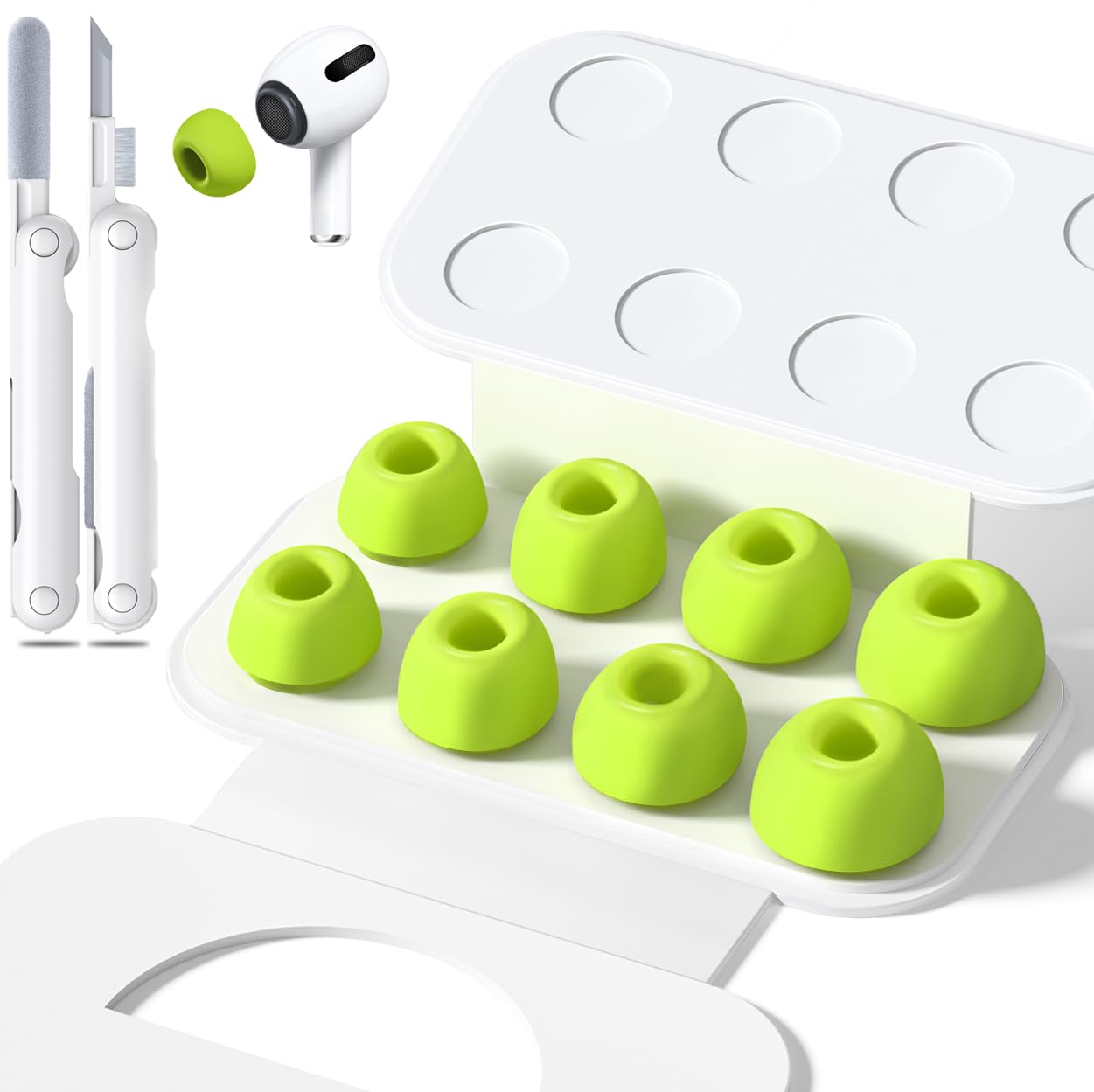Replacement Ear Tips for Airpods Pro with Hole for Noise Reduction, Silicone Earplugs for Airpods Pro with Cleaning Set