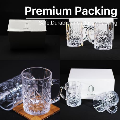Image of Melbify Beer Mug | 400 ml | Set of 2 | Elegant Cut & Textured Handle Design | Mug with Handle | Classic Beer Glasses | Premium | Heavy | Perfect for Beer, Cider,Cocktails,Mocktails | Gift Set