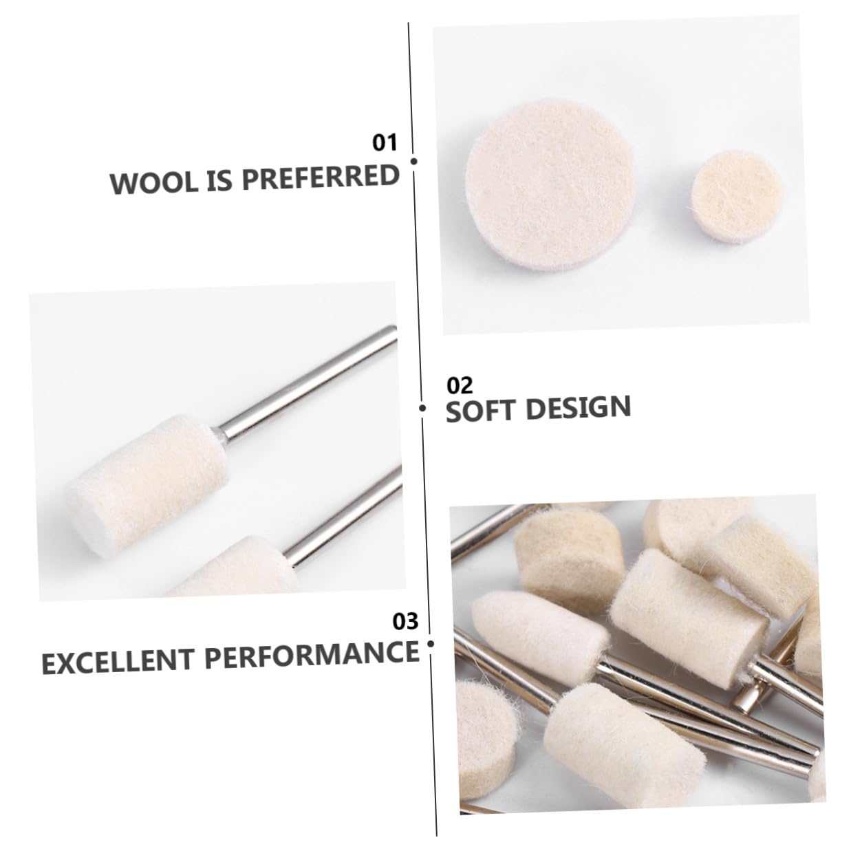 GLEAVI 129pcs Wool Felt Polishing Wheel Buffing Pad Set for Rotary Tools Metal Jewelry Buffing and Polishing Kit with Mandrel for Precision Surface Finishing