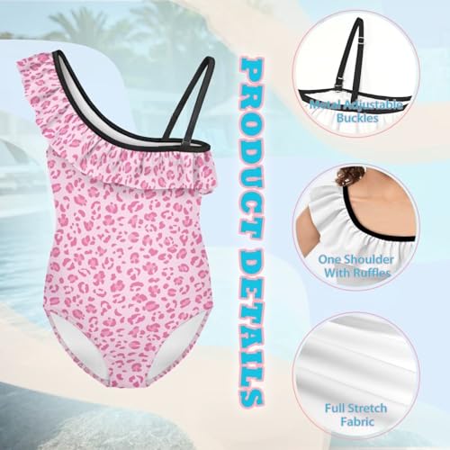 Image of Girls One Piece Swimsuit Ruffled Halter Bathing Suit with Adjustable Strap Beach Sport Swimwear for 3-14 Years