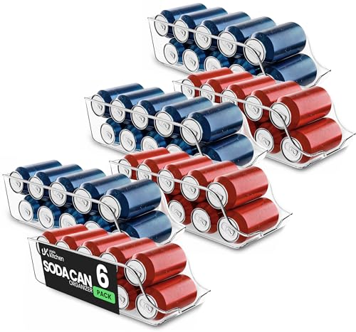 Utopia Kitchen Soda Can Organizer for Refrigerator & Pantry, 6 Pack, Clear