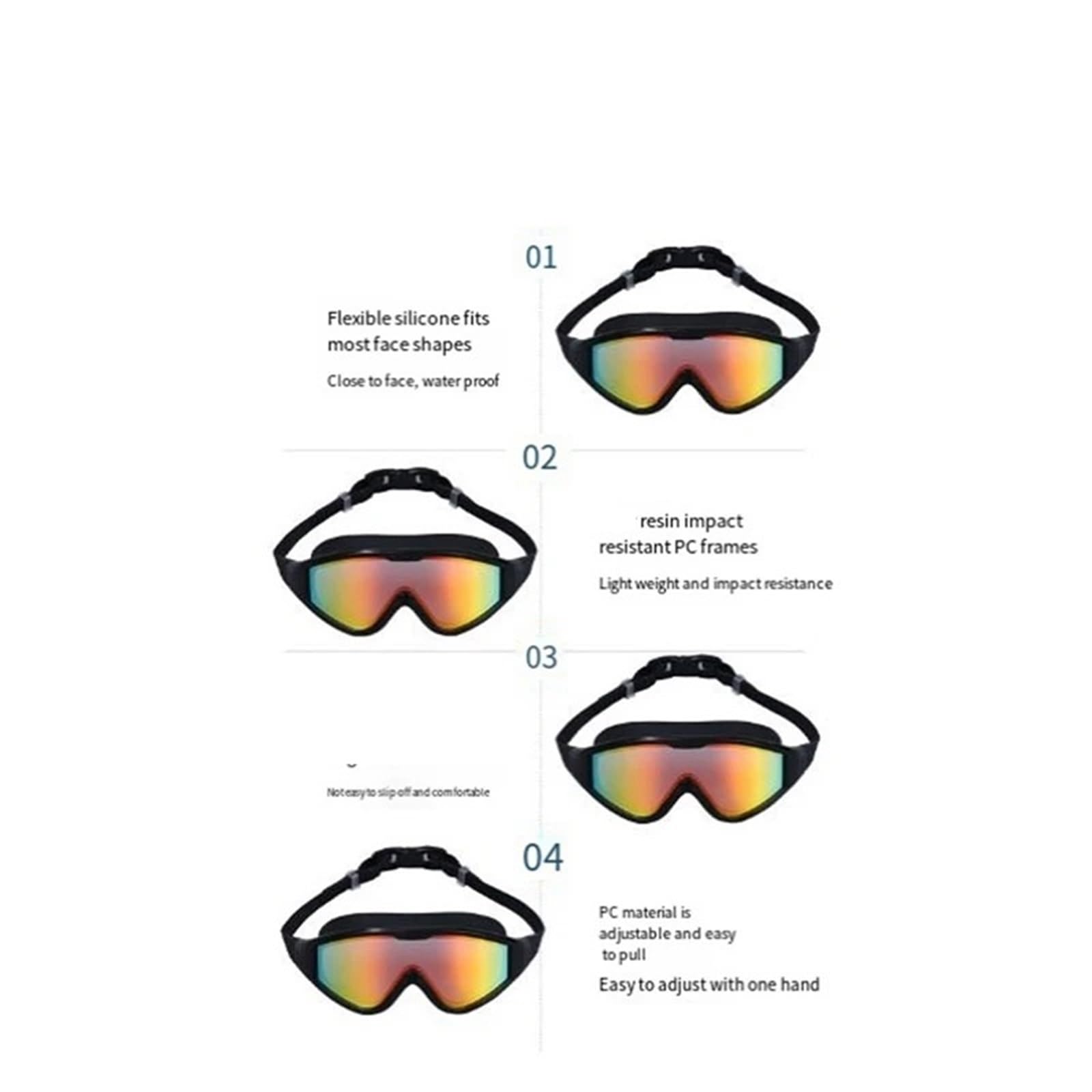 Anti-Beschlag-Schwimmbrille mit polarisierter Linse, auslaufsicher, Weitsicht, for Erwachsene und den Einsatz im Pool Schwimmbrille