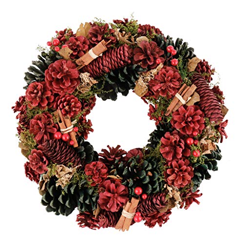 14 Christmas Wreath Decorated Red Green Pine Berry Cinnamon Artificial Front Door Wreath Outdoor Winter Garland Decoration