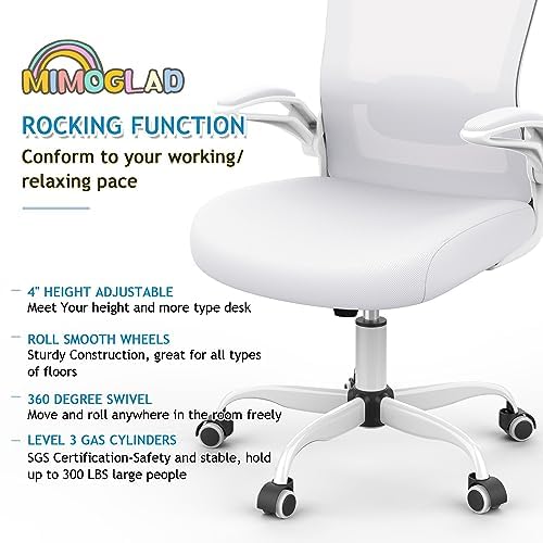 Mimoglad Ergonomic High Back Office Chair with Adjustable Lumbar Support and Thick Seat Cushion (Ivory White)