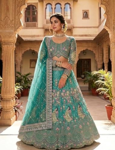 Image of Lehenga choli For Womens and Girls Soft Butterfly Net Lehenga Choli with Coding Sequins Work Dupatta | Semi Stitched Designer Ethnic Set