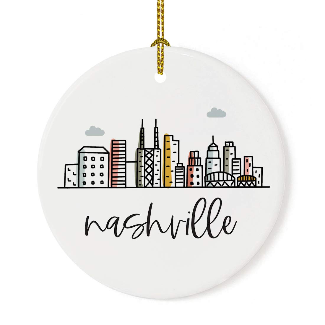 Amazon.com: Andaz Press Round Ceramic Porcelain Christmas Tree Ornament  Keepsake Gift, Nashville, Colorful City Skyline Graphic, 1-Pack, Birthday Gift  Ideas Family Coworker Him Her, Includes Gift Box : Home & Kitchen
