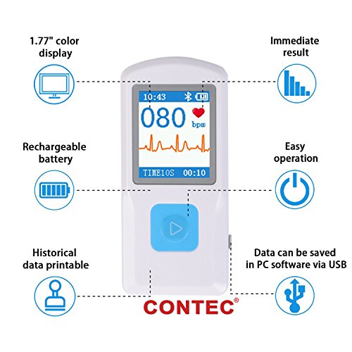 Contec PM10 Portable Ecg/Ekg Monitor Pc Software Electrocardiogram Bluetooth Heart Rate Beat Lcd Monitor Pm10 thumb #4