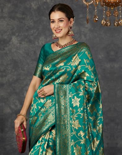 Image of Women's Banarasi Saree Pure Kanjivaram Silk Saree Soft Design Wear Pattu Sarees Cotton With Blouse Piece Kanchipuram for Wedding new ladies sadi