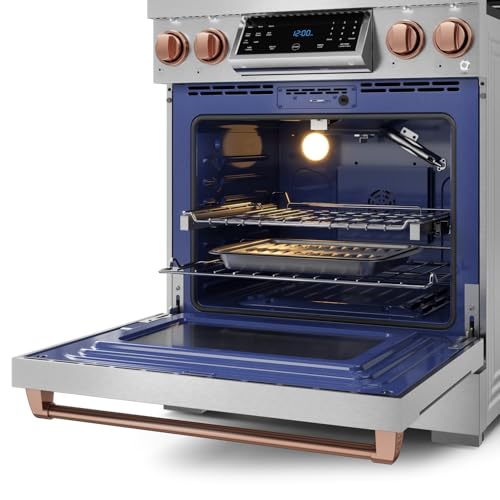 Image of Gordon Ramsay by THOR Kitchen 30 Inch Professional Gas Range with Tilt Panel Touch Control in Stainless Steel /Rose Gold