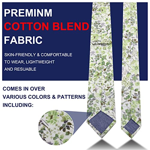 Image of Mantieqingway Men's Skinny Tie, Cotton Floral Ties for Men Wedding Necktie for Groom, Groomsmen, Missions, Dances