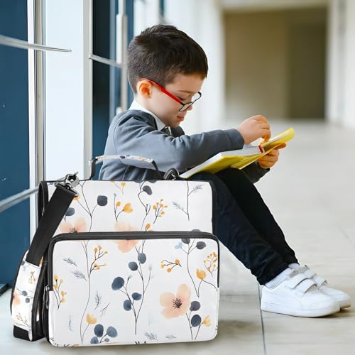 Image of 3 Ring Zipper Binder with Shoulder Strap Flower Wildflower 1.5 inch Binders Keeper Large Capacity Multi Pockets for School Office Supplies