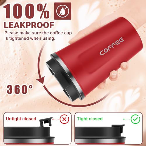Image of MOMSIV 12oz Travel Mug, Insulated Coffee Cup with Leakproof Lid, Vacuum Stainless Steel Double Walled Reusable Tumbler for Hot and Cold Water Coffee and Tea In Travel and Car