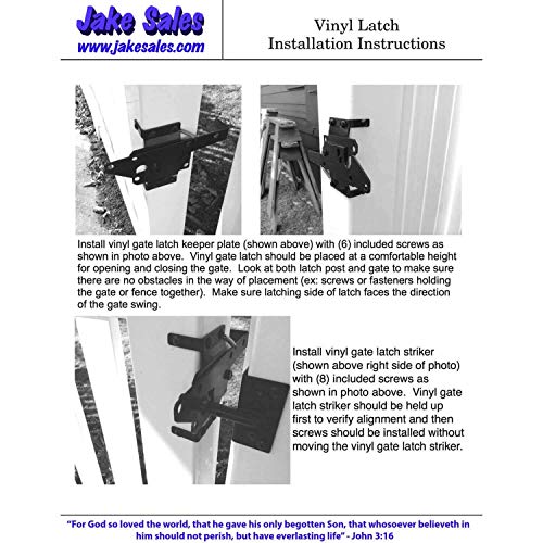 Self Closing Vinyl Fence Gate Single Gate Hardware Kit White(For Vinyl, Pvc Fencing) Fence Gate Kit Includes Gate Hinges & Gate Latch W/Screws - Single Fence Gate Kit Has 2 Hinges & 1 Latch #TOP4