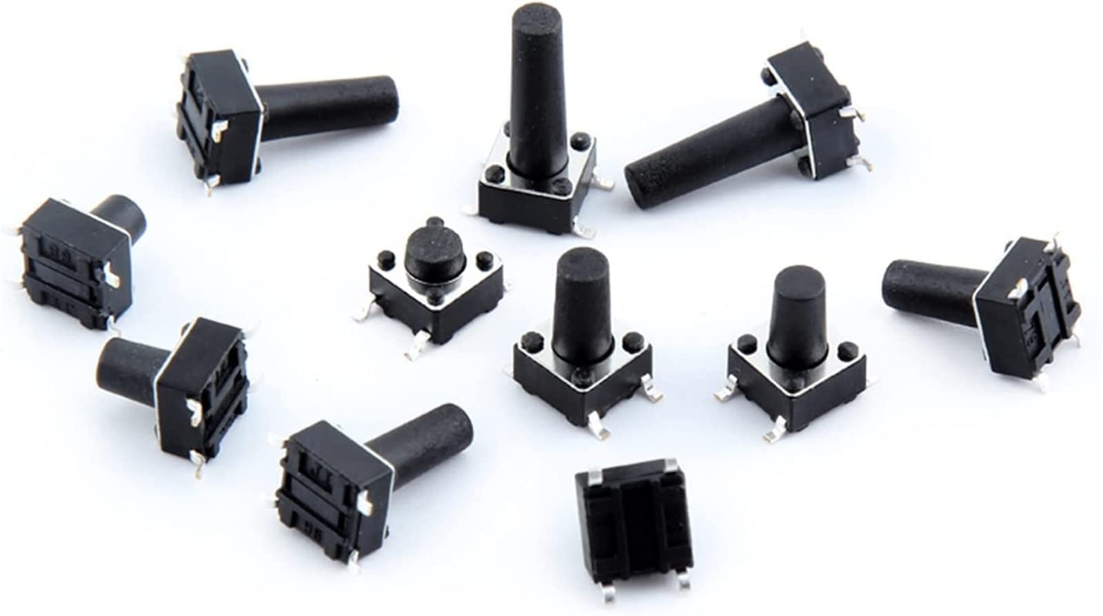 Micro commutateur SMD 6x6x16 mm tactile à bouton-poussoir et 4 broches à auto-réinitialisation