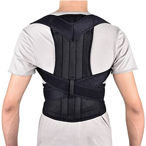 Corrector de postura para mujeres y hombres, correa de compresión de la espalda Kyphosis ajustable escoliosis Corturón de corrección de retroceso para estudiantes niños adultos (negros 5xl) (negro