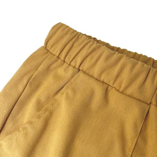 Brown XL 2024 Womens Straight Leg Corduroy Pants Casual High Waist Elastic Pull On Trousers Fashion Office Work Fall Winter Pant with Pockets3