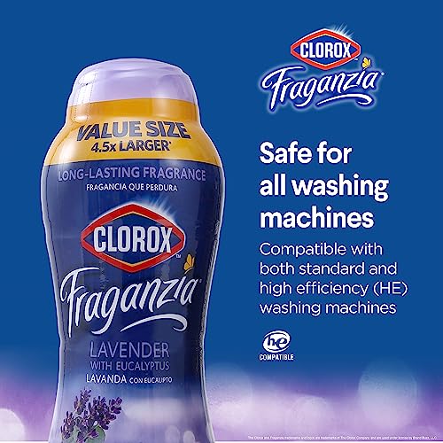 Image of Clorox Fraganzia Laundry Scent Booster Crystals, In-Wash Fragrance Beads for Fresh-Smelling Clothes & Linens, Safe for All Fabrics & Colors, Easy-Pour Bottle, Lavender with Eucalyptus, 70 Oz - 6 Pack