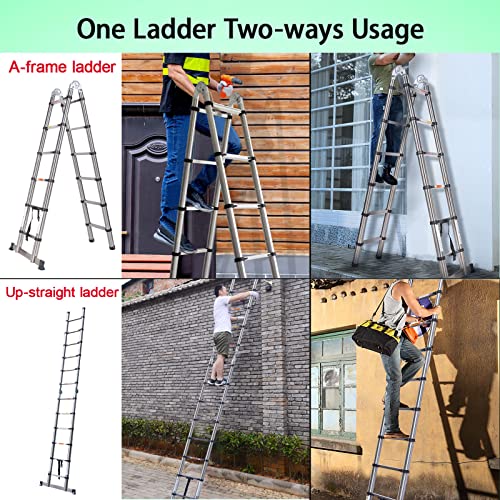 12.5FT Newest Stainless Steel Telescoping Ladder 6.2+6.2FT A-Frame Folding Ladder with Stabilizer Bar 2-IN-1 Heavy Duty Extension Ladder Adjustable Height Non-slip Easy to Carry for Home RV Outdoor 6 12.5FT Newest Stainless Steel Telescoping Ladder 6.2+6.2FT A-Frame Folding Ladder with Stabilizer Bar 2-IN-1 Heavy Duty Extension Ladder Adjustable Height Non-slip Easy to Carry for Home RV Outdoor - Image 6