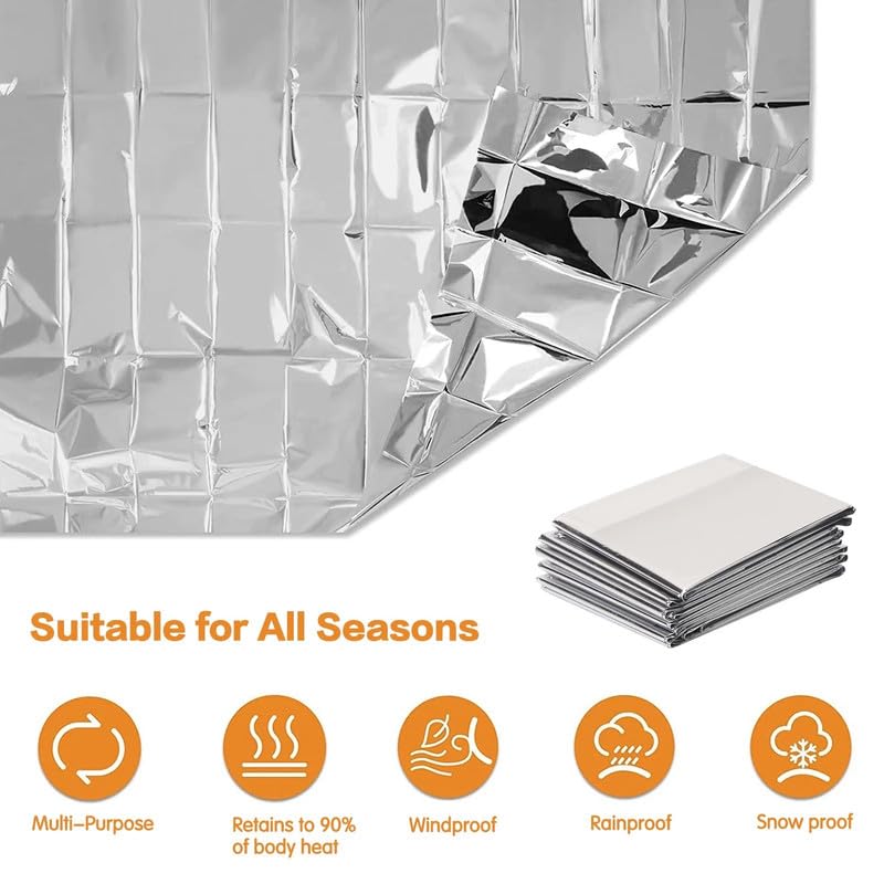 OTICA Emergency Survival Blanket (140cm x 210cm) | Reusable Thermal Mylar Foil Blanket for Outdoor Camping, Hiking, First Aid & Cold Weather Protection (2)