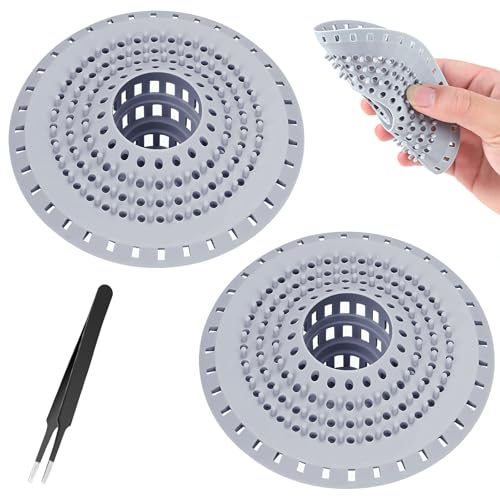 Abflusssieb 2 Stück - Silikon Haarsieb Dusche mit Saugnapf, Universelles...