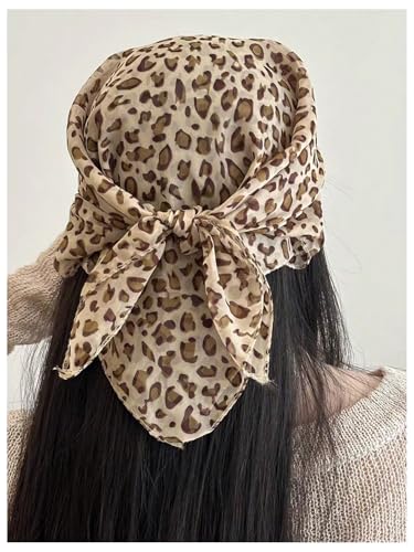 WDIRARA Women's Leopard Print Hair Scarf Cheetah Bandana Square Head Wraps Scarf3
