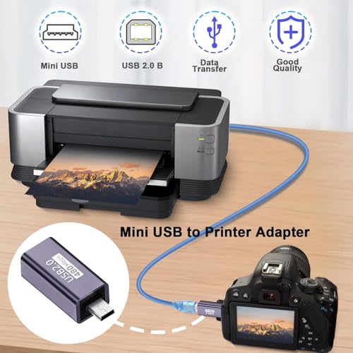 Image of ETZIN Mini USB to MIDI Electronic Musical Adapter 480Mbps Mini USB Male to USB B Female Data Print Connector 7W Charging, Al Case for Printer Scanner Electronic Pianos /Drum,EPL-1579CC