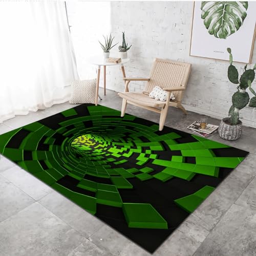 Tapis lavable en machine vert 80x150cm moderne avec envers antidérapant - 2