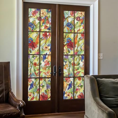 Vinilo decorativo para ventana con diseño floral 80x200 cm miniatura 4